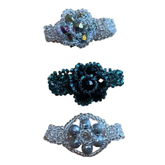 3 Beaded Rings Various Sizes - Picture 1 of 2